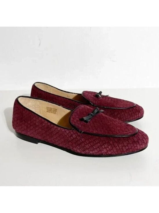 ron white Shoes - Ron White Women Burgundy basket weave Cashmere Suede Loafer